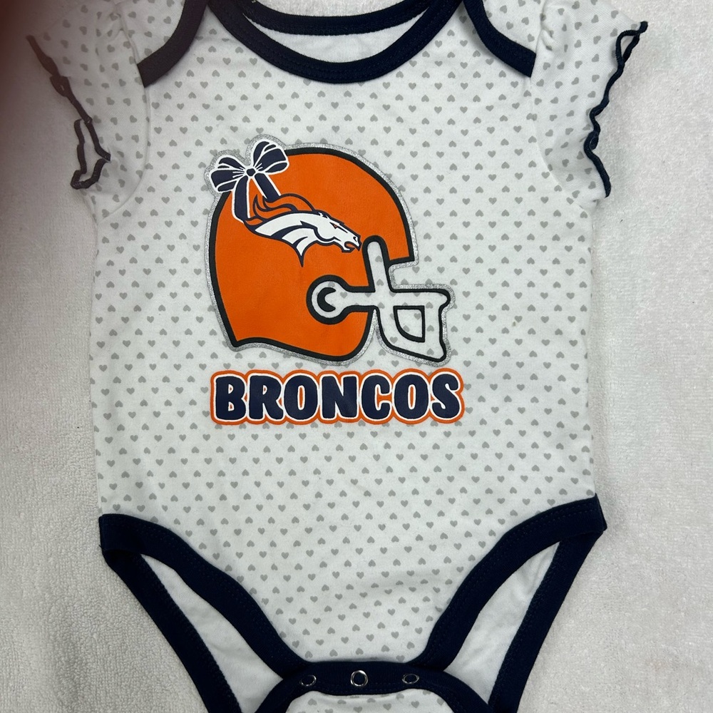 NFL Broncos Baby Onesie with Heart Pattern